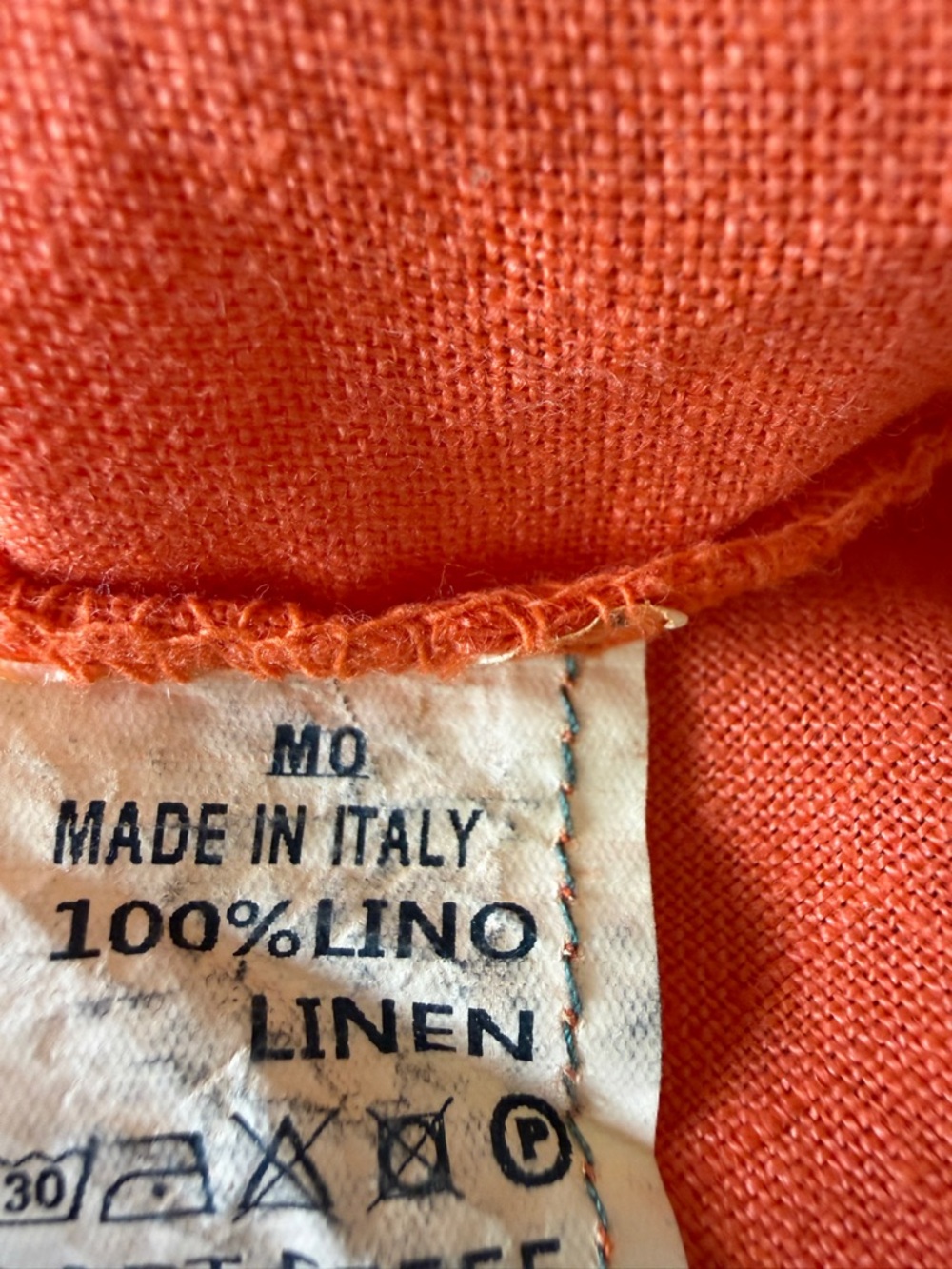 100% Linen Button Front Top XL Orange Relaxed Fit - Picture 5 of 8